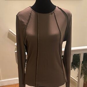 Elegant Brown Long Sleeve Top